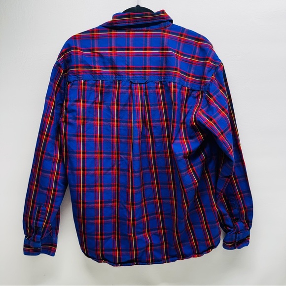 BURBERRY Chester bright Blue and Red Plaid Men's Shirt size L - Picture 5 of 12